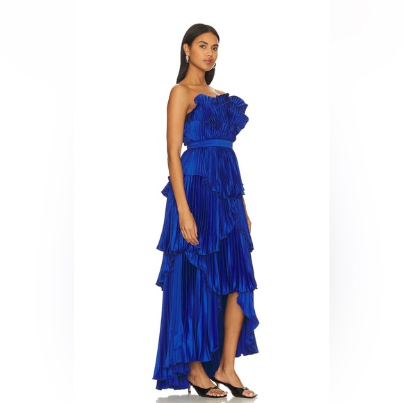 AMUR Judah Scallop Pleated Dress in Deep Waters - Picture 2 of 8
